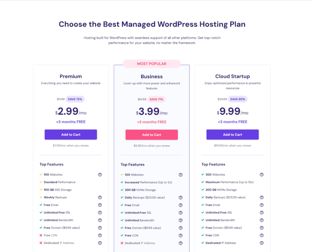 hosting provider-Hostinger-Managed WordPress Hosting plans